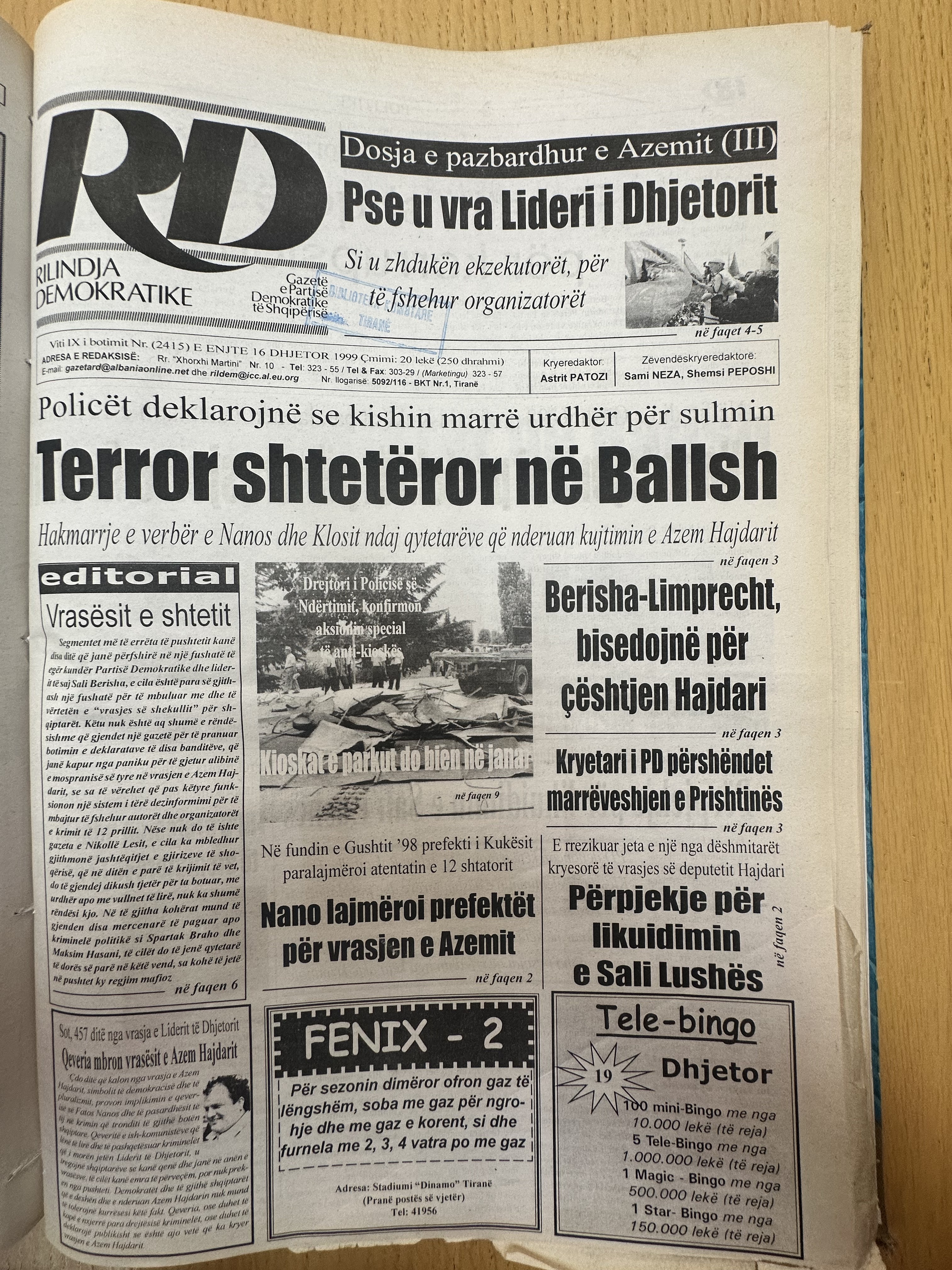 Rilindja Demokratike 1999-12-15